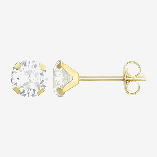 Cubic Zirconia 14K Gold 5mm Round Stud Earrings