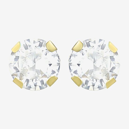 Cubic Zirconia 14K Gold 5mm Round Stud Earrings
