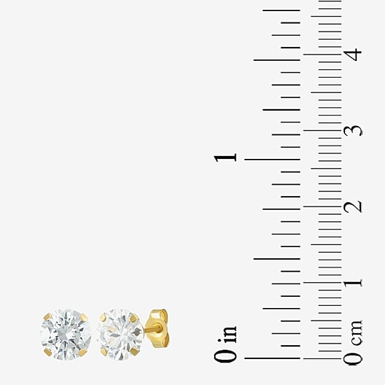 Cubic Zirconia 14K Gold 6mm Round Stud Earrings