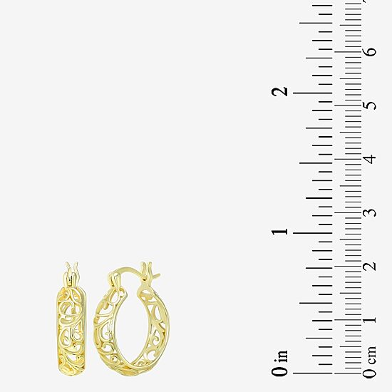 Womens 24K Gold Over Silver 18mm Round Hoop Earrings