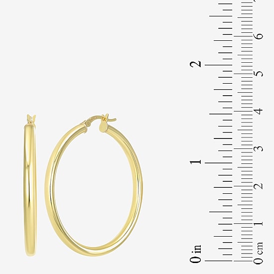 Womens 24K Gold Over Silver 40mm Round Hoop Earrings