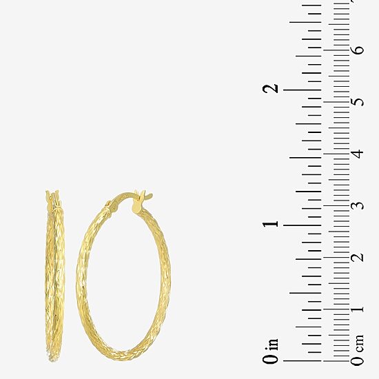 Womens 24K Gold Over Silver 30.5mm Round Hoop Earrings