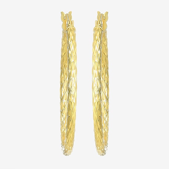 Womens 24K Gold Over Silver 30.5mm Round Hoop Earrings