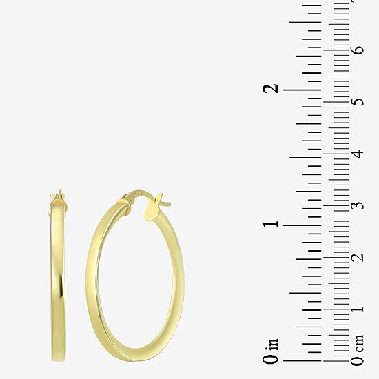 Womens 24K Gold Over Silver 30.7mm Round Hoop Earrings