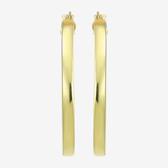 Womens 24K Gold Over Silver 30.7mm Round Hoop Earrings