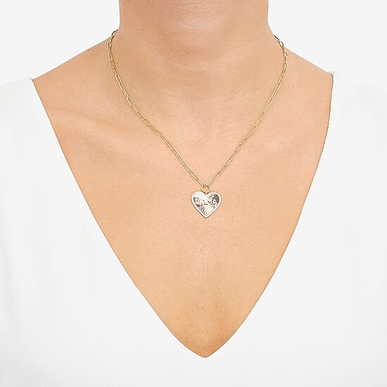 Limited Quantities! Mama" Womens 1/10 CT. T.W. Natural White Diamond 14K Gold Over Silver Heart 18 Inch Pendant Necklace