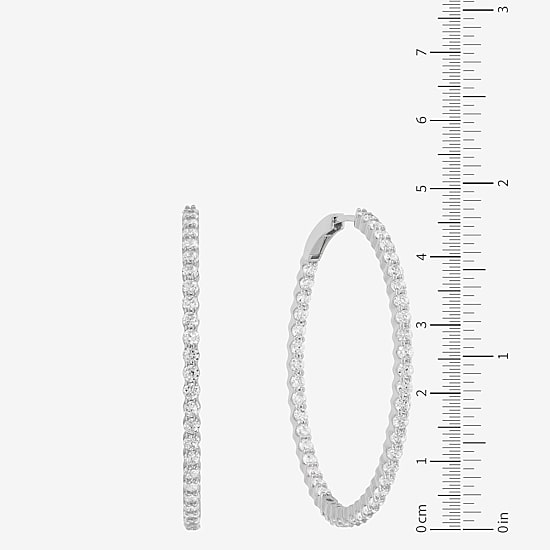 Diamonart Womens Cubic Zirconia Sterling Silver 50mm Round Hoop Earrings