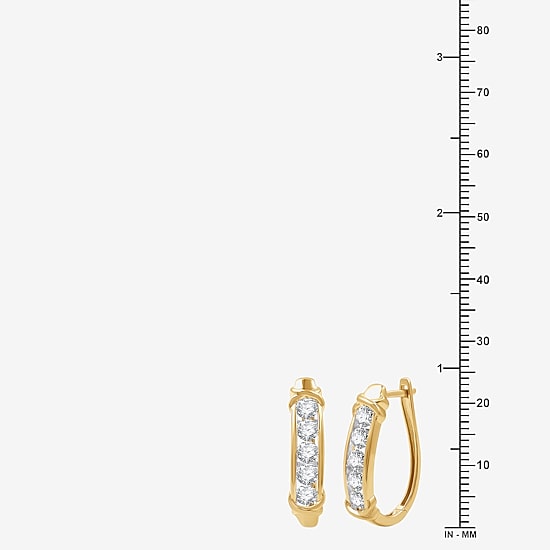 Womens 1 1/2 CT. T.W. Lab Grown White Diamond 14K Gold Over Silver Sterling Silver 23.8mm Hoop Earrings