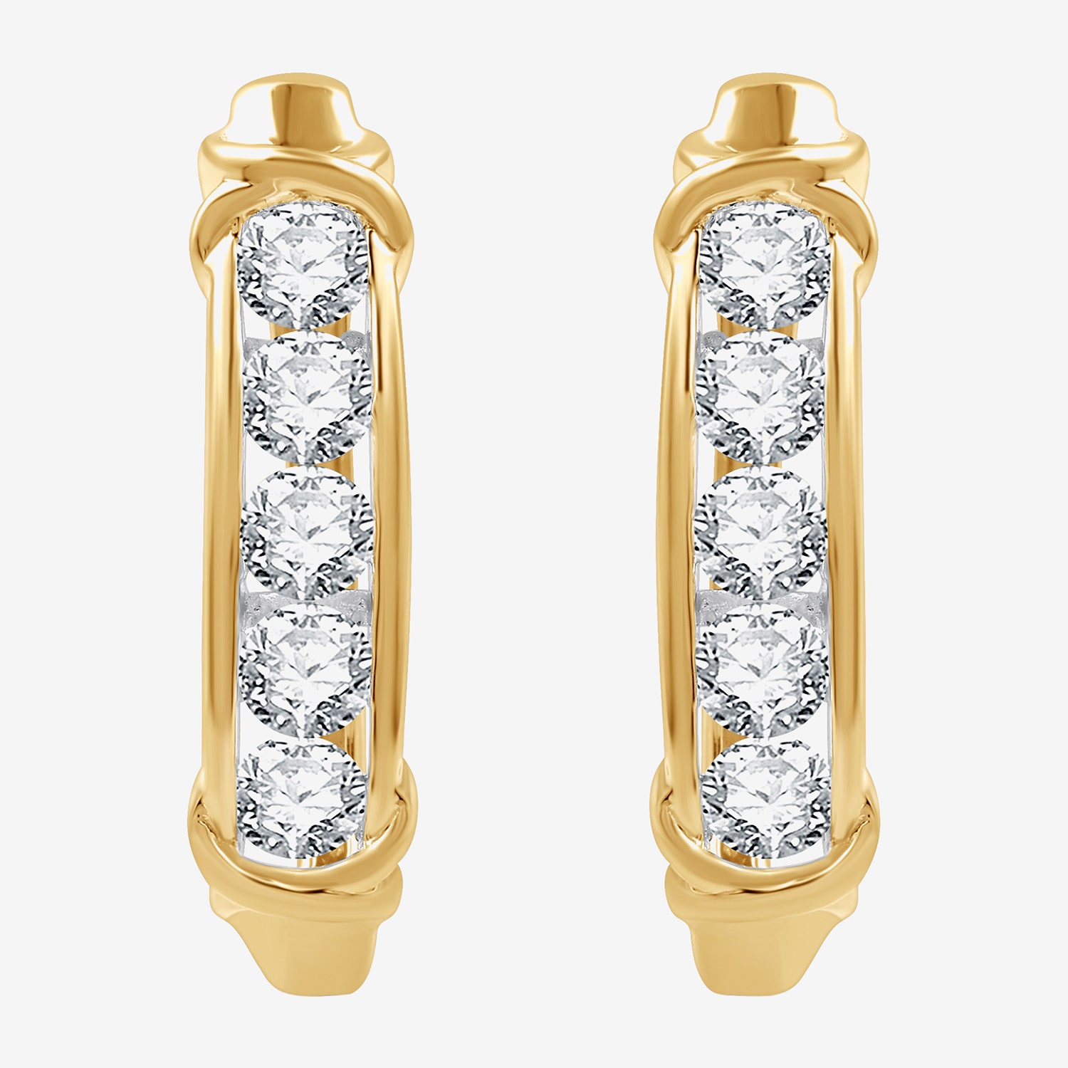 Womens 1 1/2 CT. T.W. Lab Grown White Diamond 14K Gold Over Silver Sterling 23.8mm Hoop Earrings