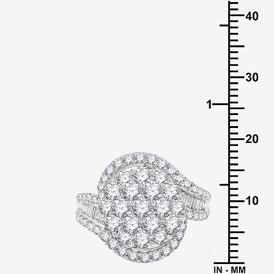 Diamond Blossom Womens 2 CT. T.W. Lab Grown White Diamond Sterling Silver Cluster Cocktail Ring