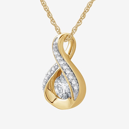Womens 3/8 CT. T.W. Lab Grown White Diamond 14K Gold Over Silver Sterling Silver Infinity 18 Inch Pendant Necklace