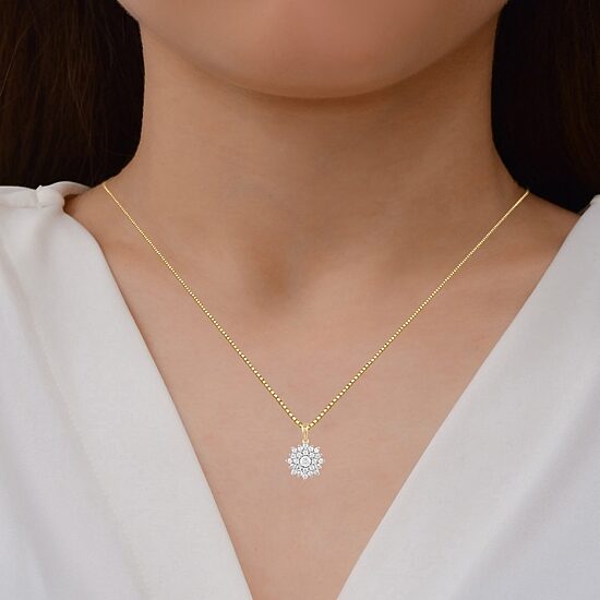 (H / I1-I2) Womens 1/2 CT. T.W. Lab Grown White Diamond 14K Gold Over Silver 18 Inch Pendant Necklace