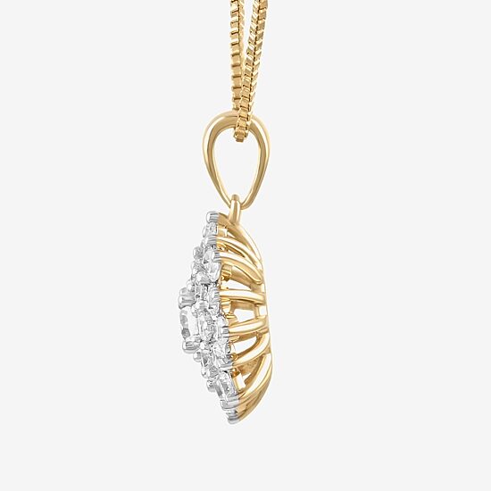 (H / I1-I2) Womens 1/2 CT. T.W. Lab Grown White Diamond 14K Gold Over Silver 18 Inch Pendant Necklace