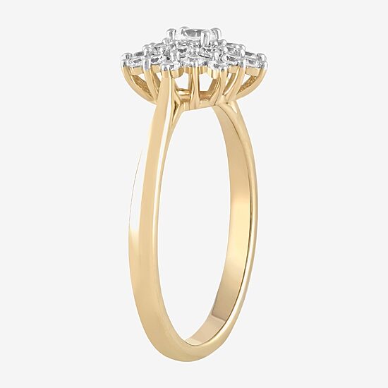 (H / I1-I2) Womens 1/2 CT. T.W. Lab Grown White Diamond 14K Gold Over Silver Cluster Cocktail Ring
