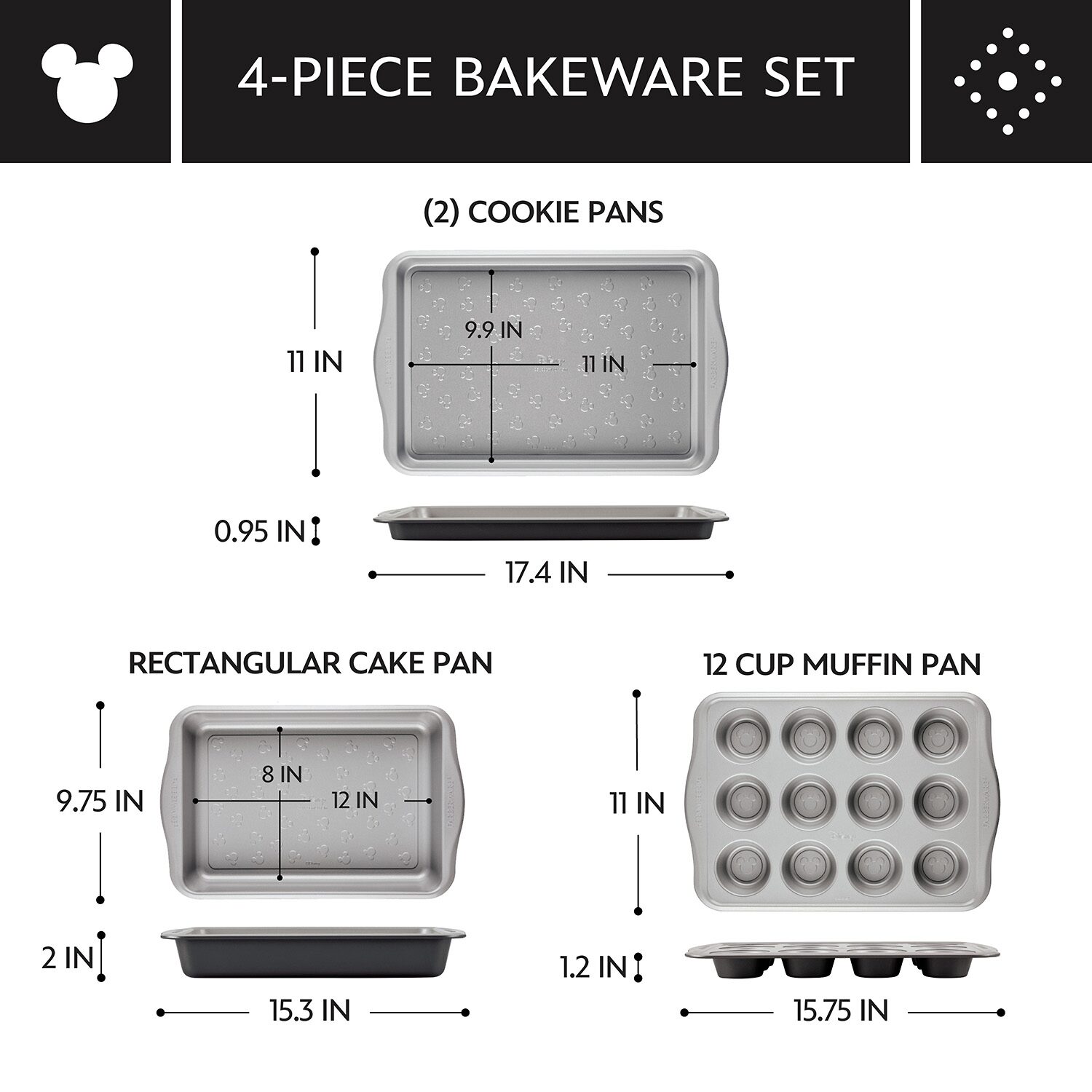 Farberware Disney Bake with Mickey Mouse 4-pc. Bakeware Set