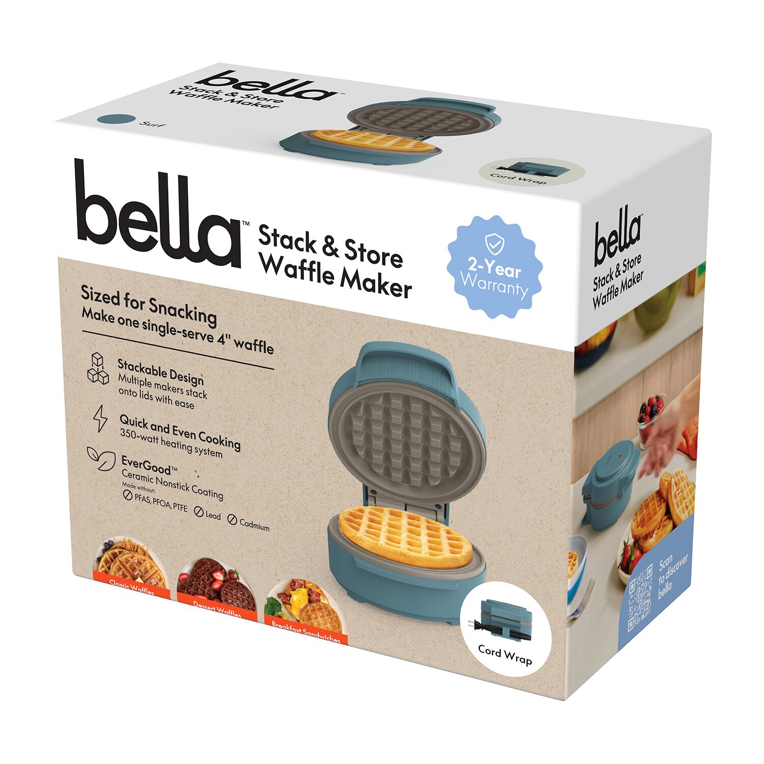 bella Stack & Store Mini Waffle Maker, Fits-anywhere™ kitchenware
