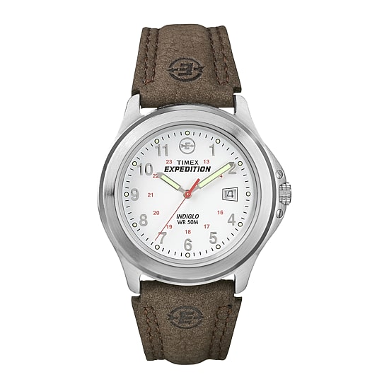 Timex® Expedition® Field Metal Mens Brown Leather Strap Watch T443819J