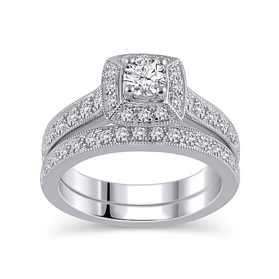 Womens 1/2 CT. T.W. Natural White Diamond 10K Gold Bridal Set