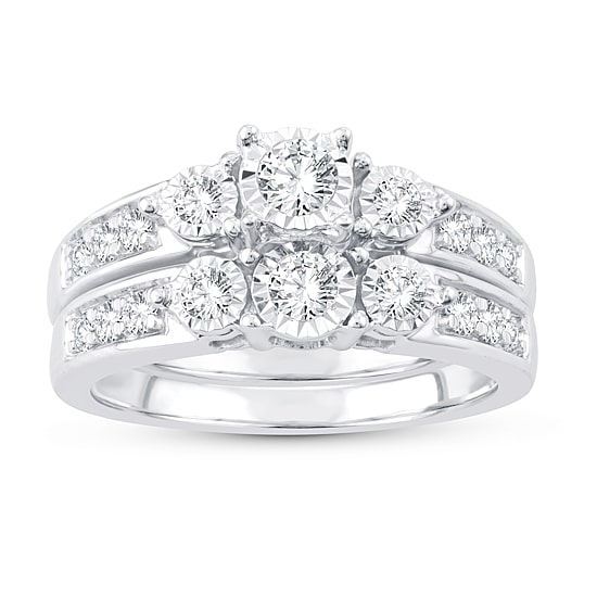 Womens 5/8 CT. T.W. Natural White Diamond 10K Gold Round Bridal Set
