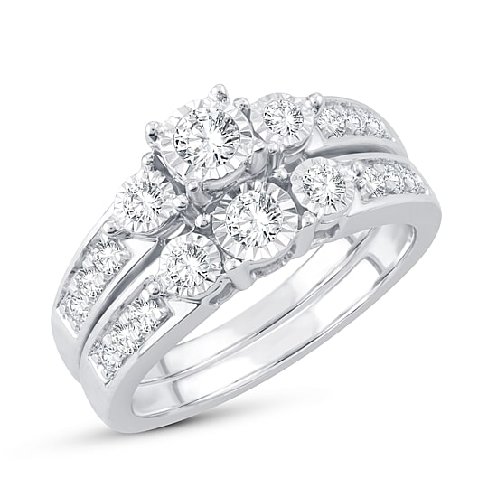 Womens 5/8 CT. T.W. Natural White Diamond 10K Gold Round Bridal Set