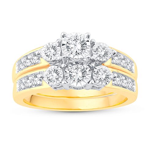 Womens 5/8 CT. T.W. Natural White Diamond 10K Gold Round Bridal Set, 7, Nocolor