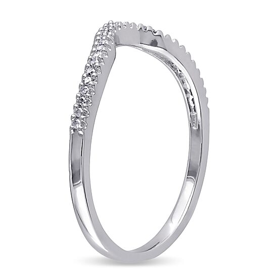 Womens 1/10 CT. T.W. Natural White Diamond Sterling Silver Curved Wedding Ring Enhancer