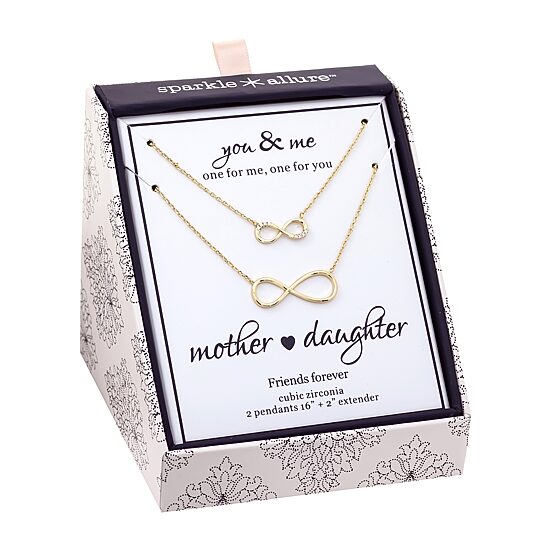 Sparkle Allure You & Me Mother And Daughter 2-pc. Cubic Zirconia 14K Gold Over Brass 16 Inch Link Necklace Set
