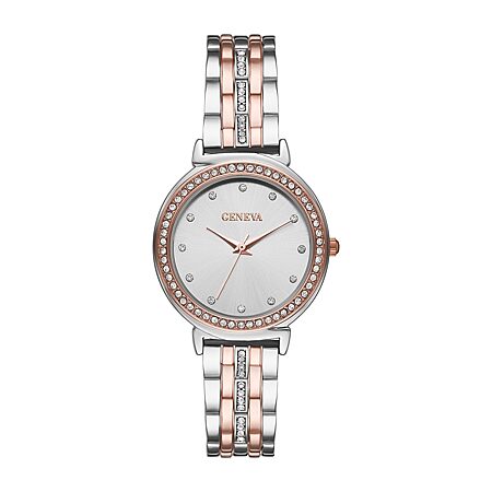 Geneva Ladies Womens Crystal Accent Two Tone Bracelet Watch  display picture 2