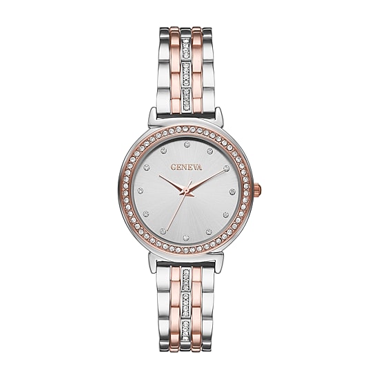 Geneva Womens Crystal Accent Two Tone Bracelet Watch Fmdjm236