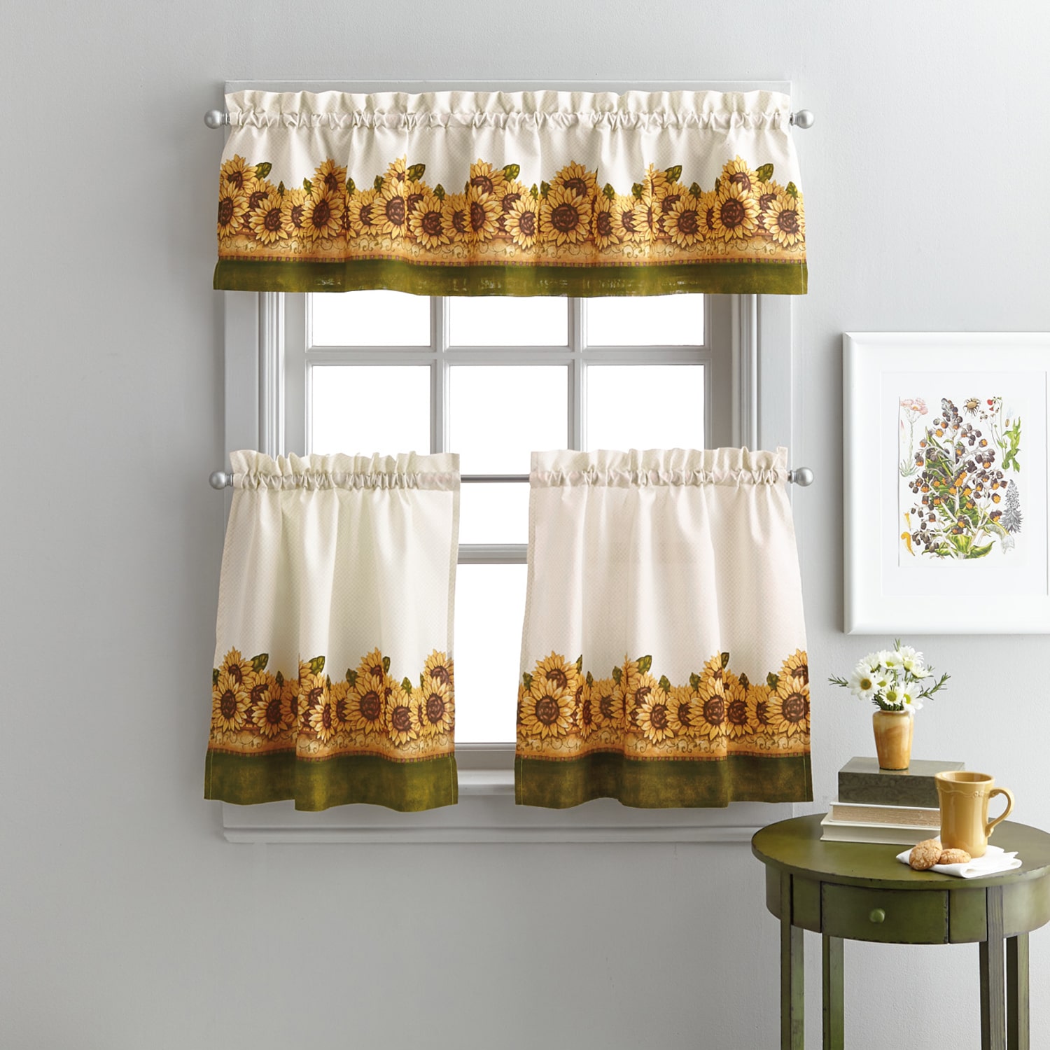 CHF Sunflower Garden 3-pc. Rod Pocket Window Tier