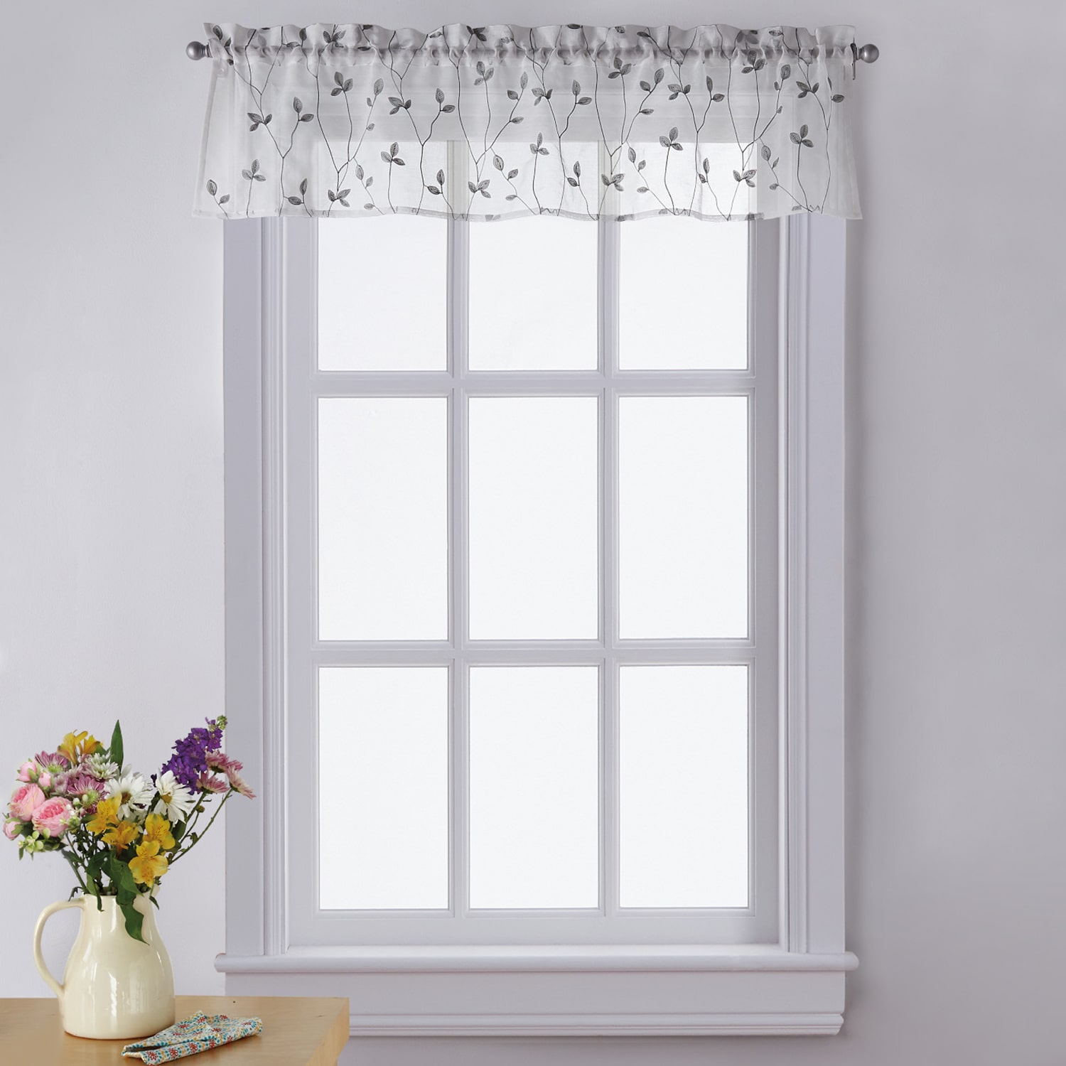 CHF Botanical Embroidery Rod Pocket Tailored Valance