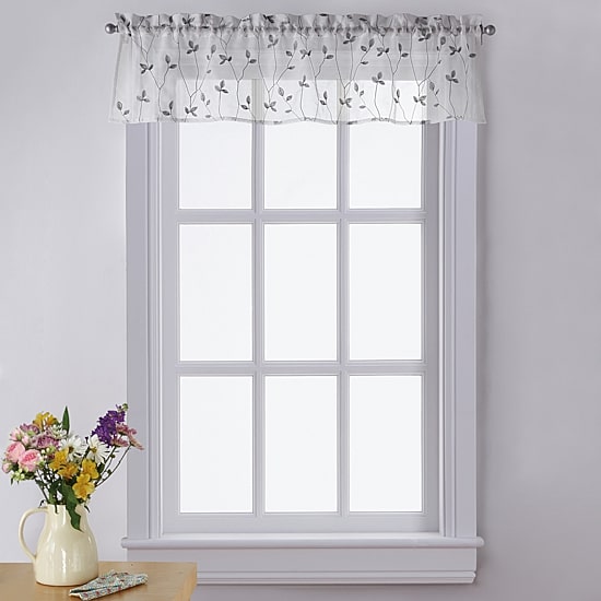 CHF Botanical Embroidery Rod Pocket Tailored Valance