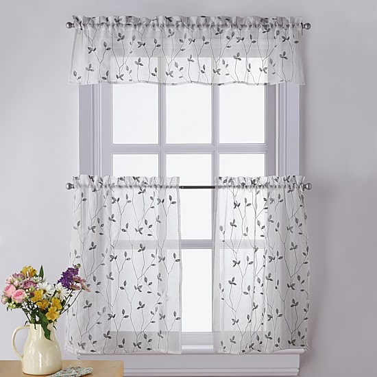 CHF Botanical Embroidery Rod Pocket Tailored Valance