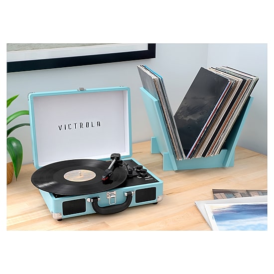 Victrola Journey+ Bluetooth Suitcase Record Player with Matching Record Stand