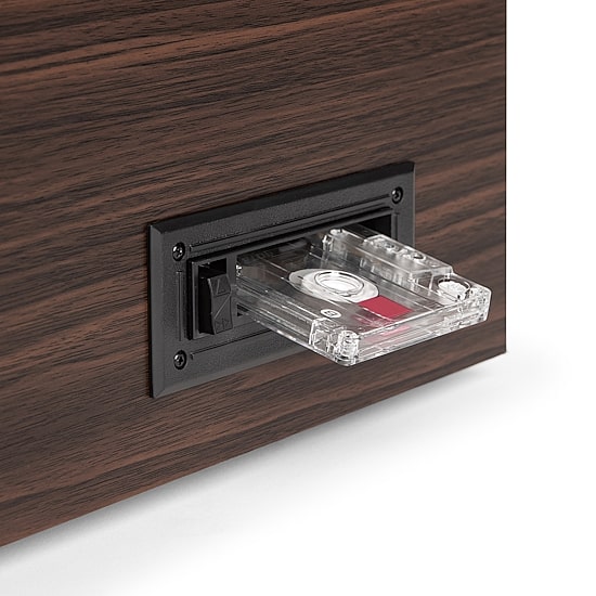 Victrola VTA-270B 6-in-1 Wood Bluetooth Mid-Century Record Player with 3-Speed Turntable, CD, Cassette Player and Radio
