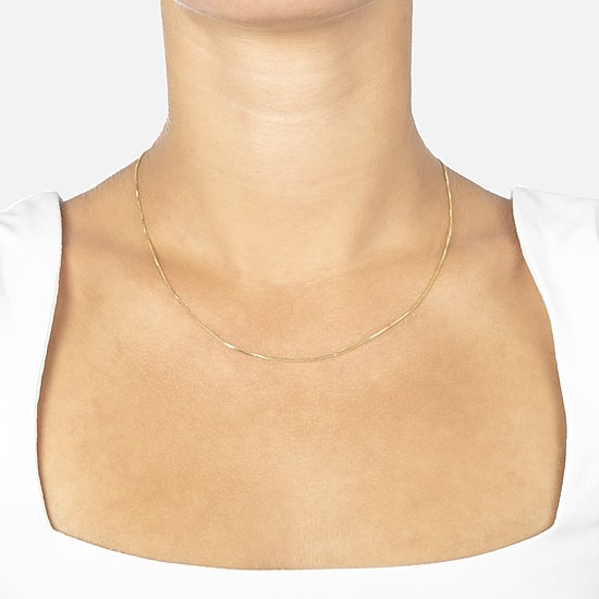 Silver Reflections 24K Gold Over Brass 18-24" Box Chain Necklace