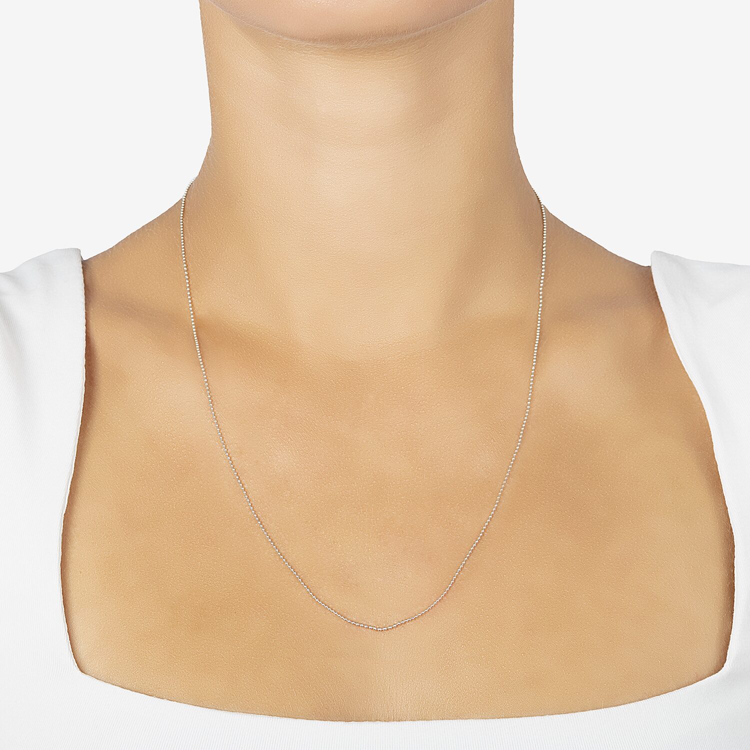 Silver Treasures Made In Italy Womens Sterling Silver 16 Inch Bead Chain Necklace