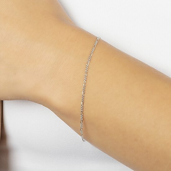 Silver Treasures Made In Italy 7.25-8" Womens Sterling Silver 7.25 Inch Solid Figaro Chain Bracelet