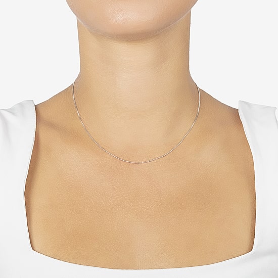 Silver Treasures Made In Italy Womens Sterling Silver 16 Inch Bead Chain Necklace