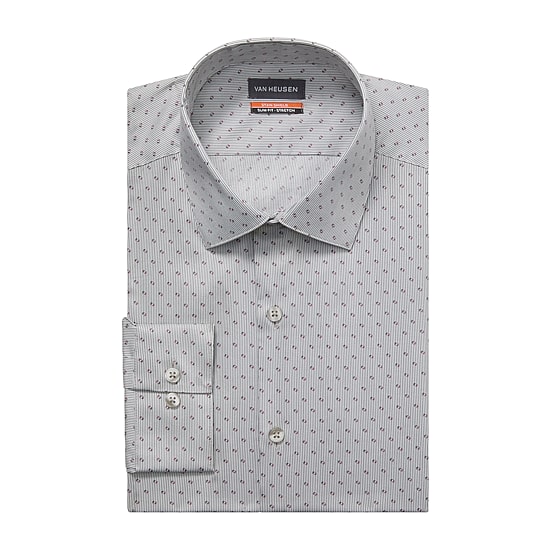 Van Heusen Big Stain Shield Mens Regular Fit Stretch Fabric Long Sleeve Dress Shirt
