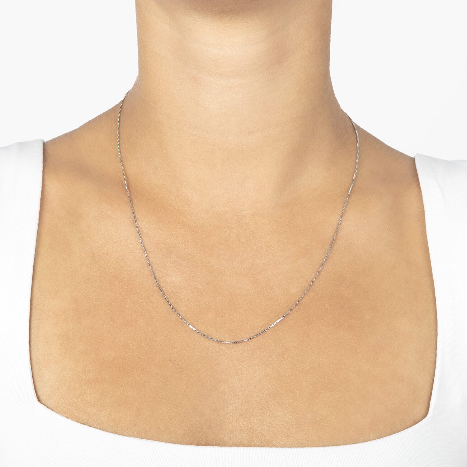 Silver Treasures Made Italy Sterling 16-30" Box Chain Necklace
