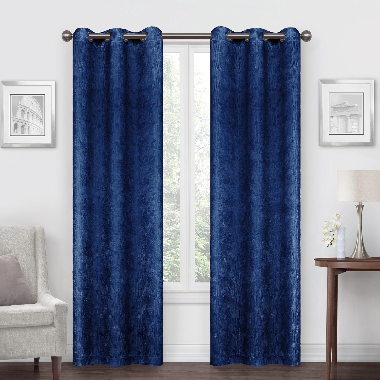 Regal Home Austin Grommet Top Embossed Blackout Set of 2 Curtain Panel