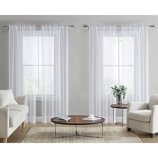 Laura Ashley Lehman Rod Pocket Sheer Set of 4 Curtain Panel