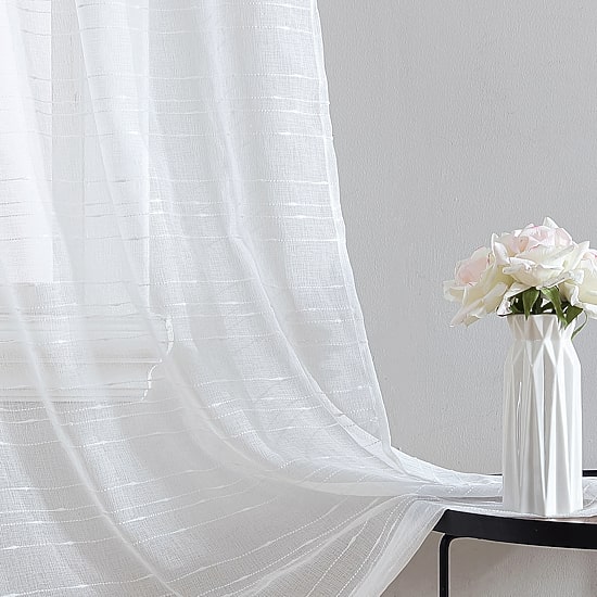 Laura Ashley Lehman Rod Pocket Sheer Set of 4 Curtain Panel