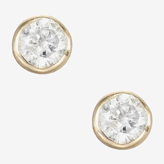 Diamond Accent Natural White Diamond 14K Gold 2mm Round Stud Earrings