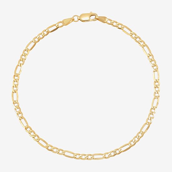 Unisex Adult 14K Gold 8 1/2 Inch Solid Figaro Chain Bracelet