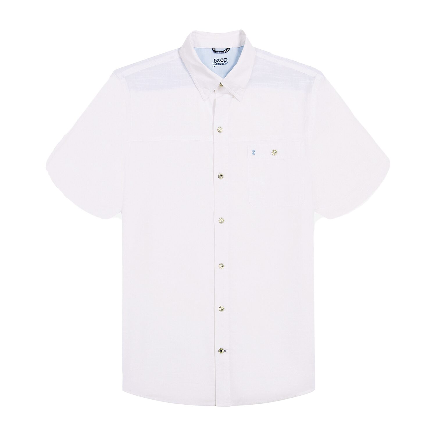 IZOD Saltwater Chambray Mens Short Sleeve Classic Fit Button-Down Shirt