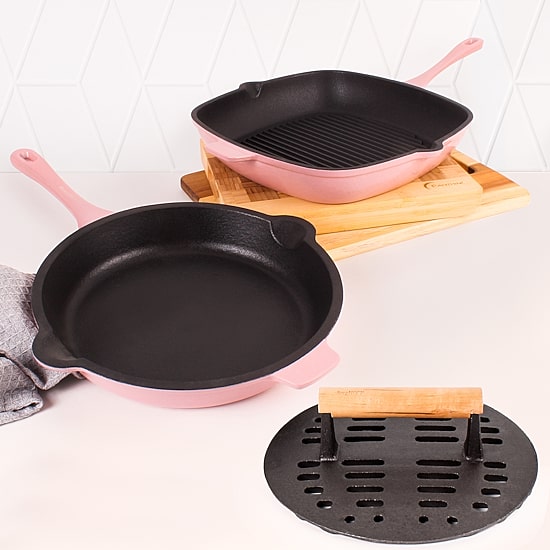 BergHOFF Neo Cast Iron 3-pc. Grill Pan and Slotted Steak Press
