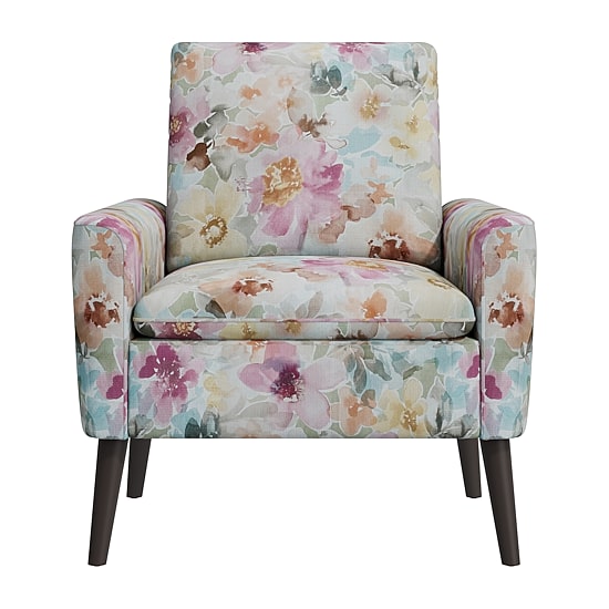 Allyson Mid-Century Modern Small Space Accent Armchair in Pastel Floral