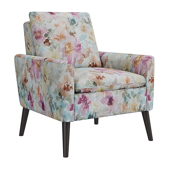 Allyson Mid-Century Modern Small Space Accent Armchair in Pastel Floral